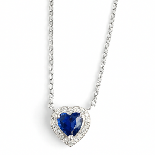 Heart Sapphire Pendant Necklace