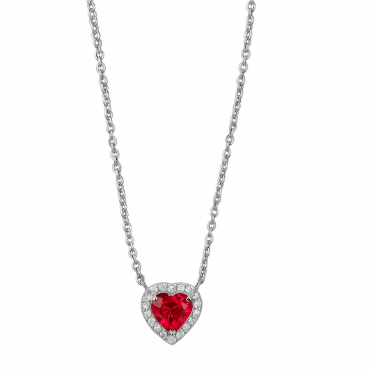 Heart Ruby Pendant Necklace
