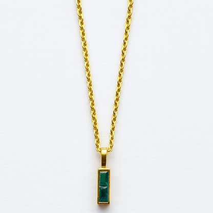 18K Gold Plated Emerald Pendant Necklace.