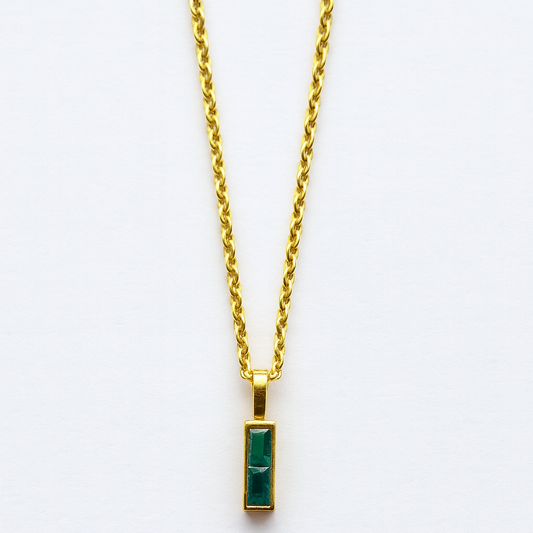 18K Gold Plated Emerald Pendant Necklace.