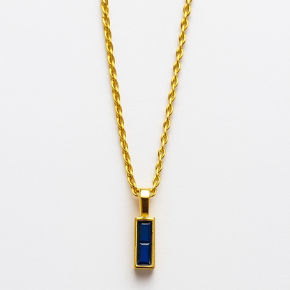 18K Gold Plated Sapphire Pendant Necklace.