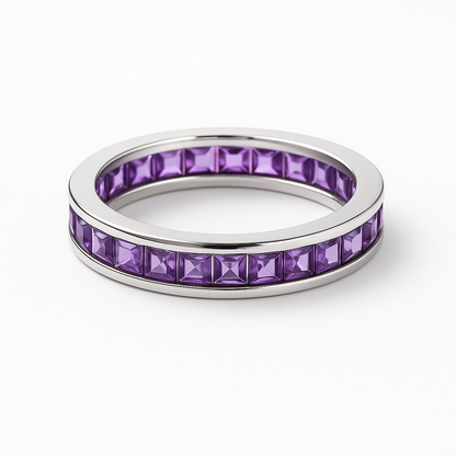 Amethyst Eternity Band in  Silver 925