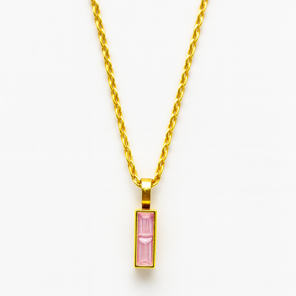 18K Gold Plated PInk Pendant Necklace.
