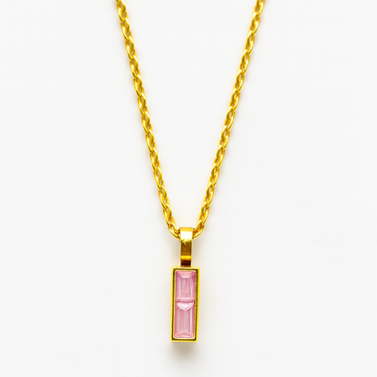 18K Gold Plated PInk Pendant Necklace.
