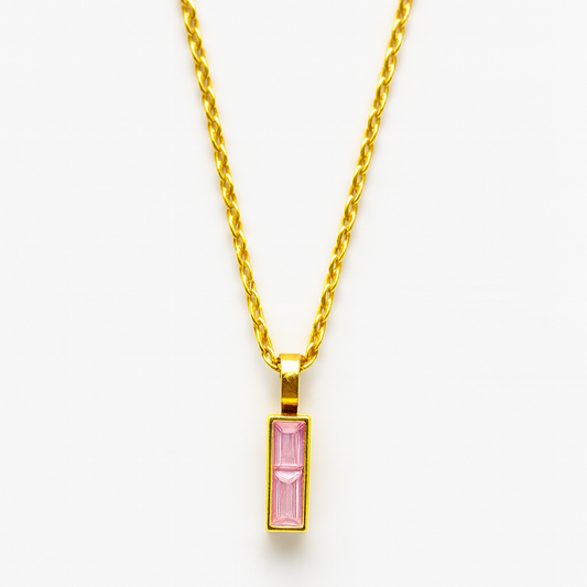 18K Gold Plated PInk Pendant Necklace.